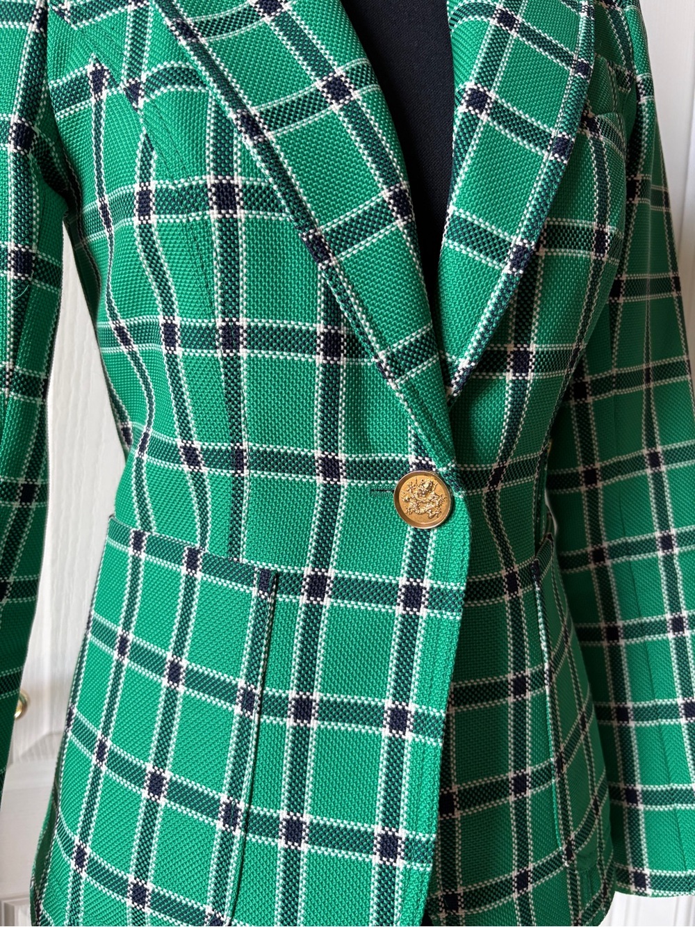 Smythe Green Plaid Tailored Women's Blazer - Picture 2 of 6